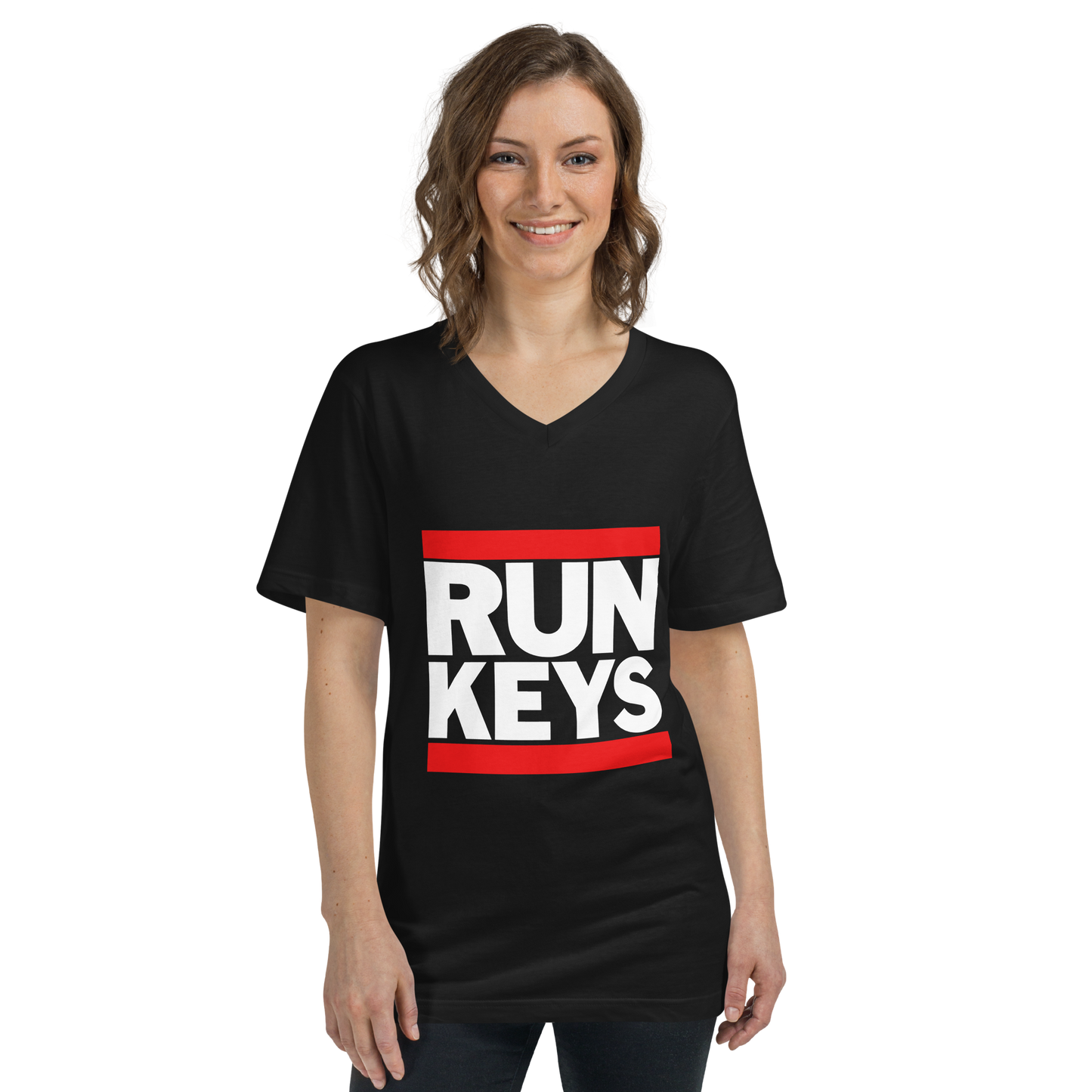 RUN KEYS Unisex Short Sleeve V-Neck T-Shirt