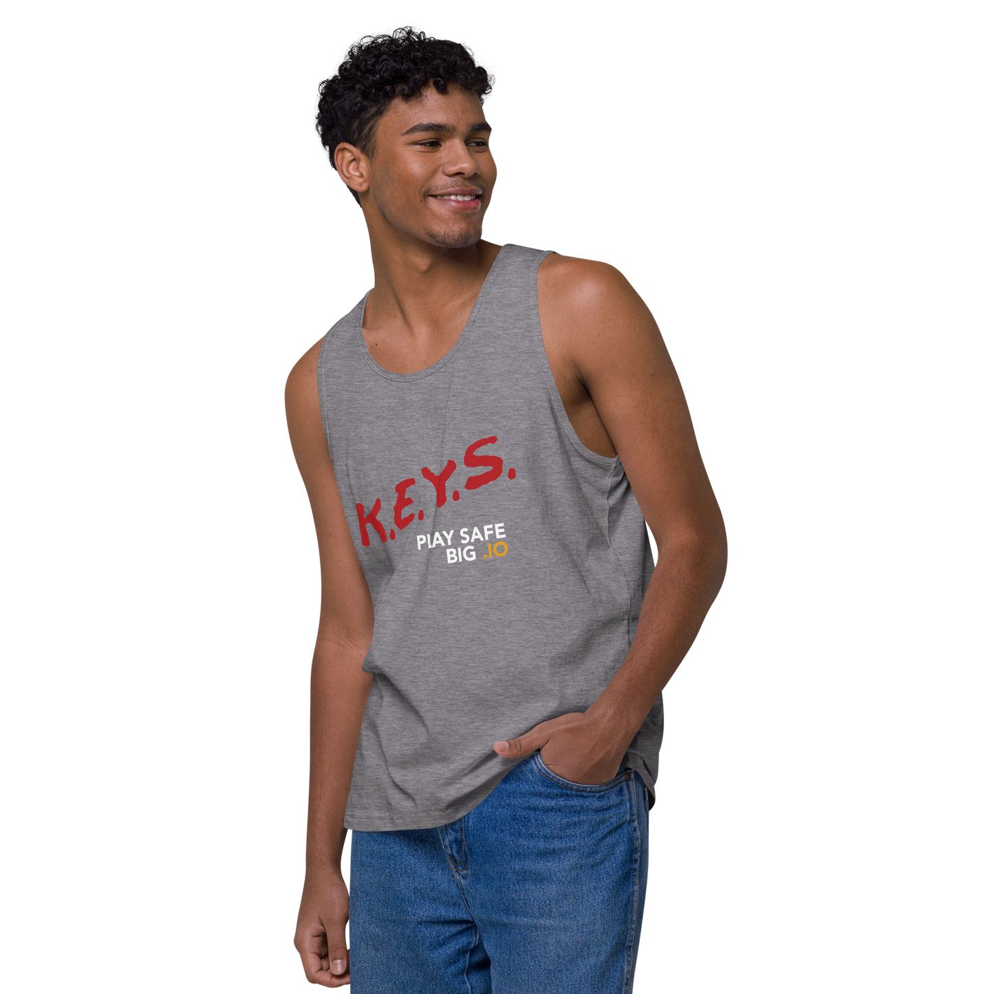 PLAY SAFE, BIG .IO! Premium Men's Tank Top