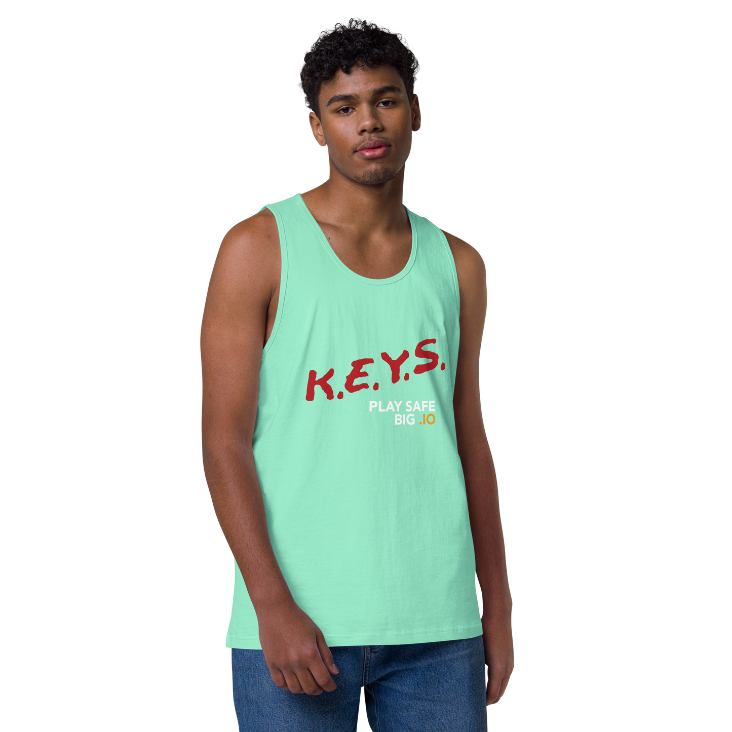 PLAY SAFE, BIG .IO! Premium Men's Tank Top