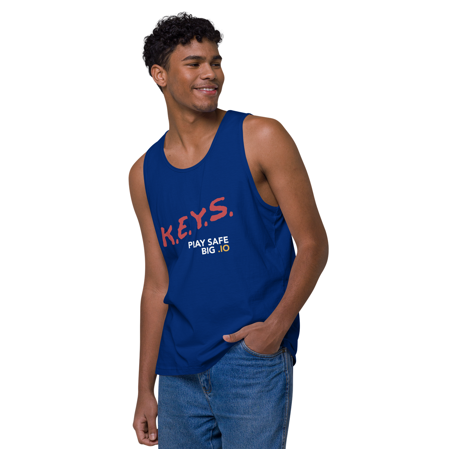 PLAY SAFE, BIG .IO! Premium Men's Tank Top