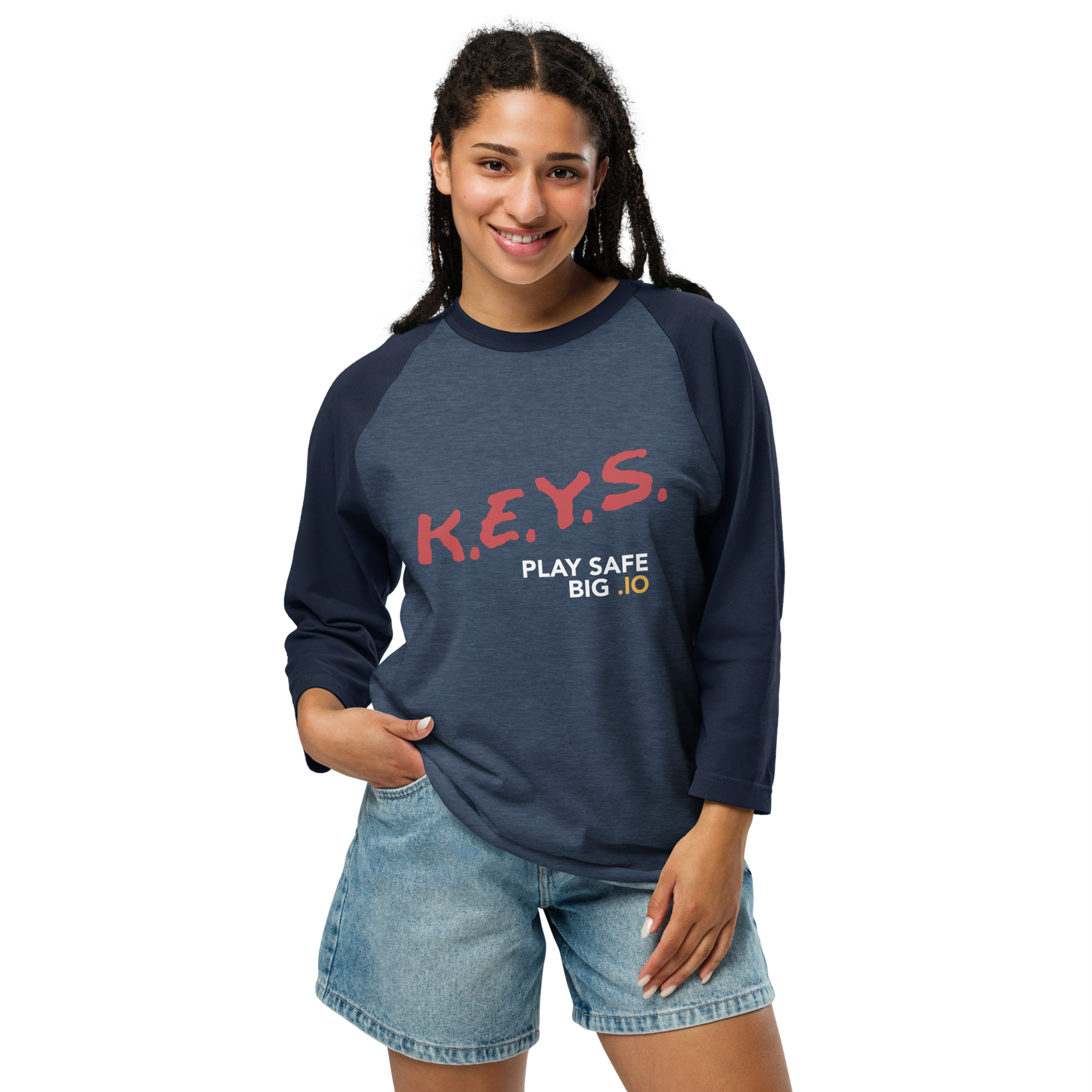 PLAY SAFE, BIG .IO! 3/4 Sleeve Shirt