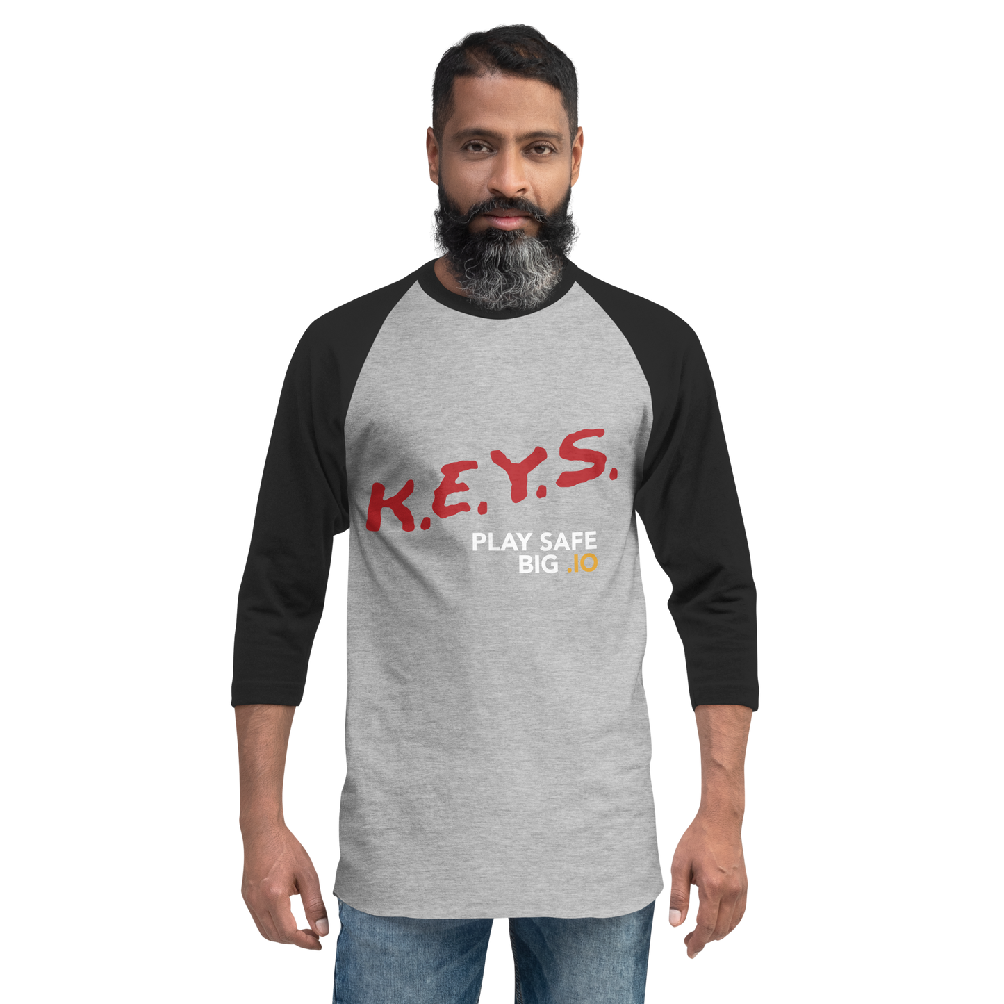 PLAY SAFE, BIG .IO! 3/4 Sleeve Shirt