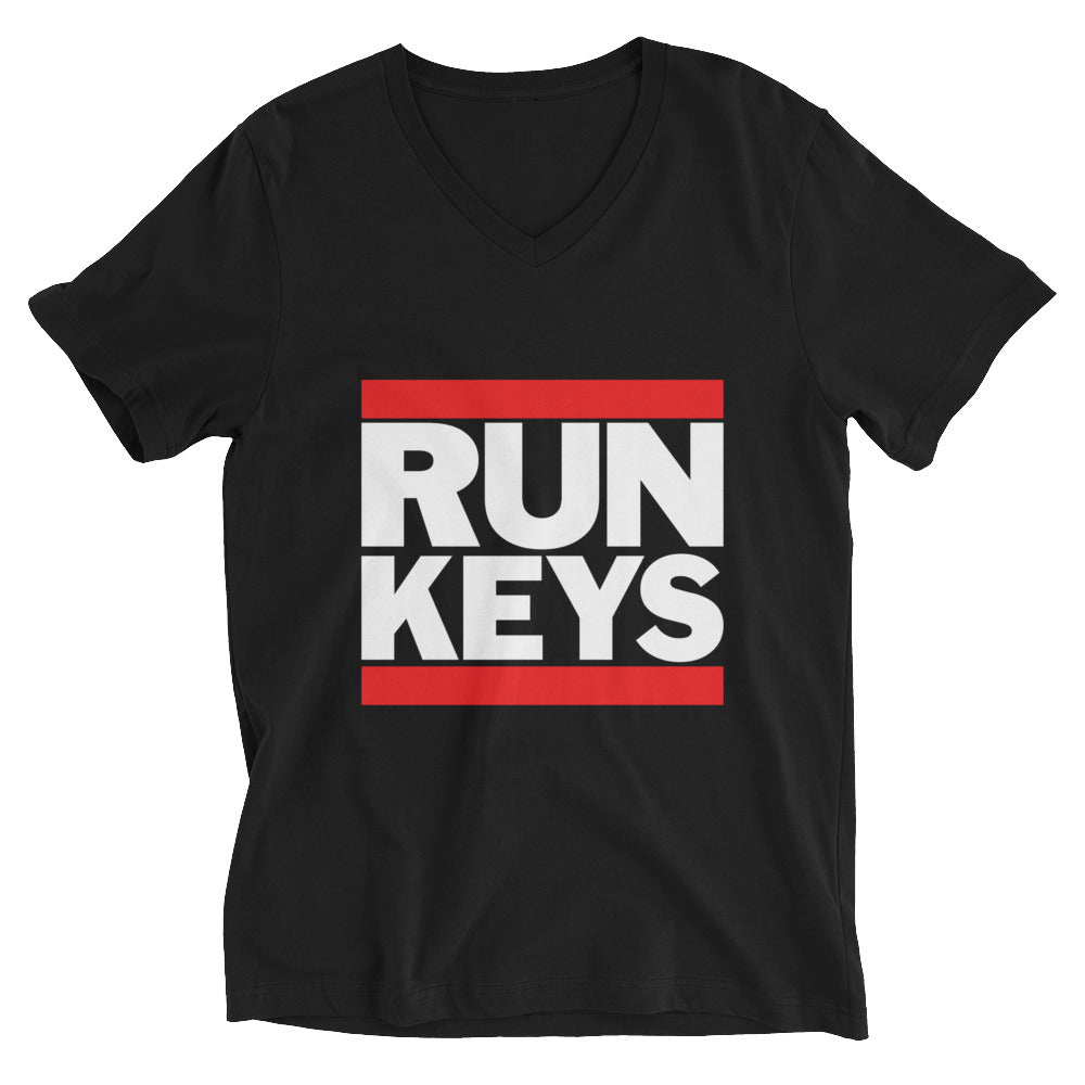 RUN KEYS Unisex Short Sleeve V-Neck T-Shirt